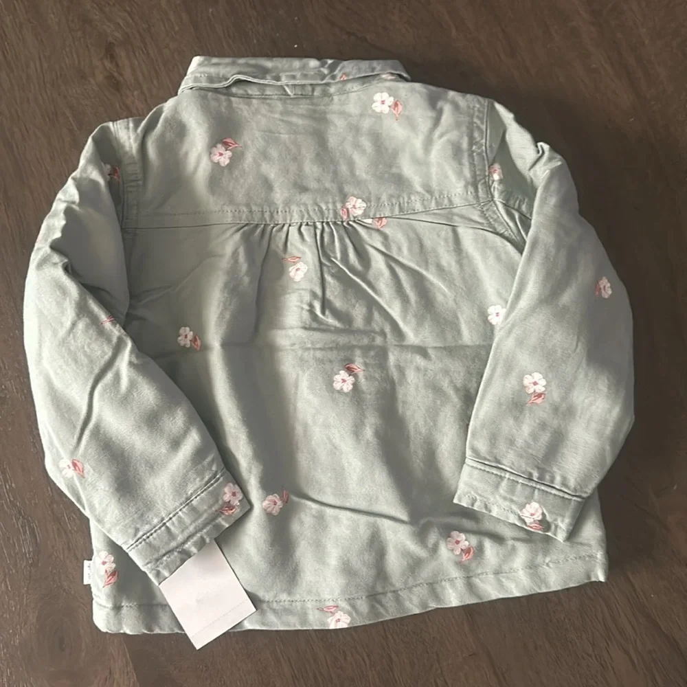 NWT Baby Girl OshKosh B'gosh® Floral Twill Jacket 18 MONTHS, Olive